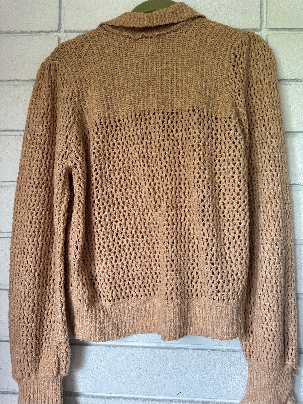 We The Free Open-Knit Collar Cardigan in Tan - Picture 5 of 5